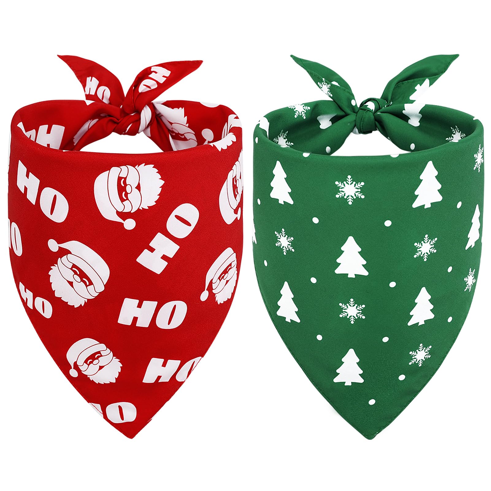Vivifying Dog Christmas Bandana, 2 Pack Santa Claus and Christmas Tree Pet Scarves for Small Medium and Large Dogs, Holiday Costume for Photo Prop,