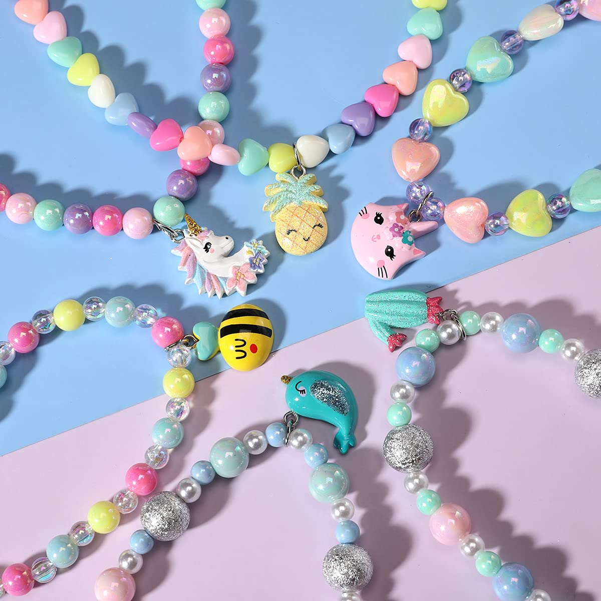 Kinderschmuck für Mädchen 10 Sätze Kleinkind Kinder Halskette Armband Geldbörse für Mädchen Spielen Schmuck für kleine Kinder verkleiden sich Modeschmuck