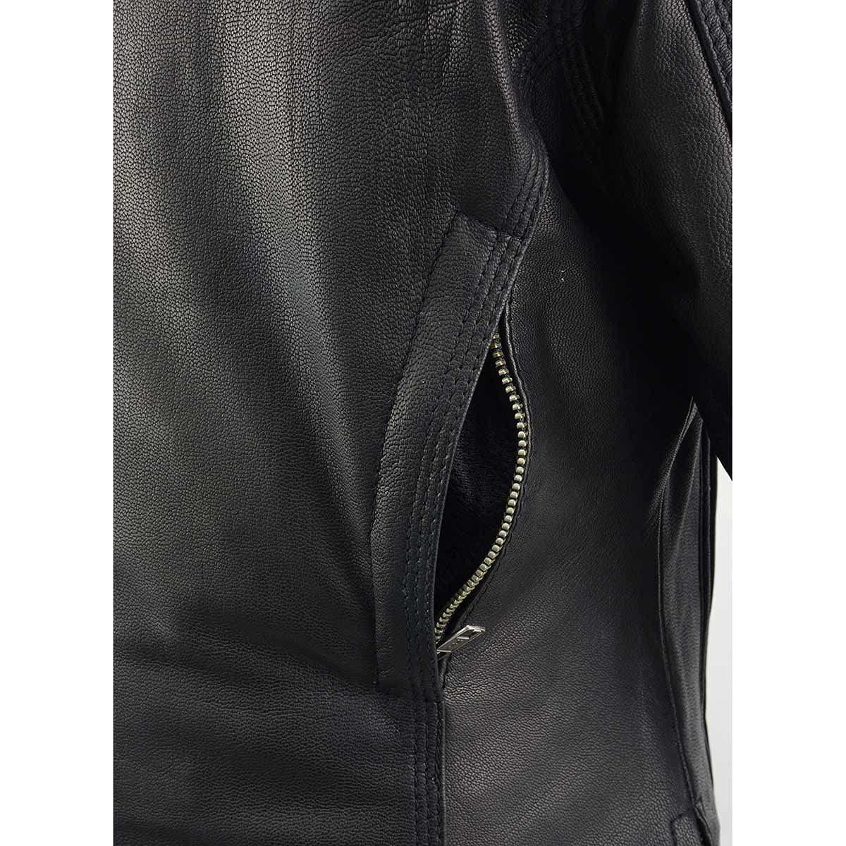 Milwaukee Leather MLL2551 Womens Scooter Black Leather Vented Lightweight Triple Stitch Motorcycle Jacket — view 9