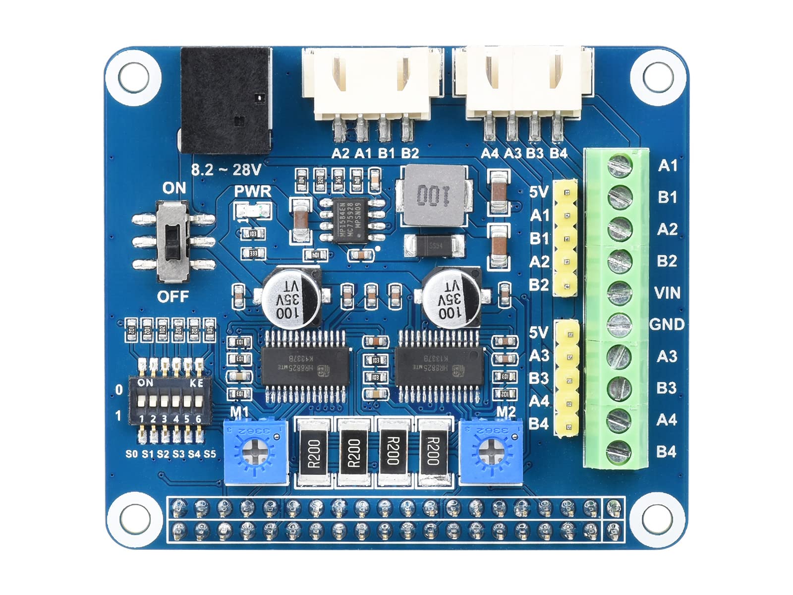 Waveshare HRB8825 Stepper Motor Hat Compatible with Raspberry Pi Drives Two Stepper Motors Up to 1/32 Microstepping for 3D Printer Sculpturing Machine and Mechanical Arm