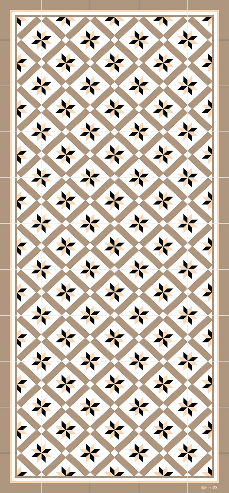 DobleUve Estudio Alfombra Vinílica Hidráulica 24 | Marrón | 65x140 cm | Alfombra Cocina Lavable Antideslizante | Alfombra Vinilica | Suelo Vinílico | Alfombra Vinilo Salón