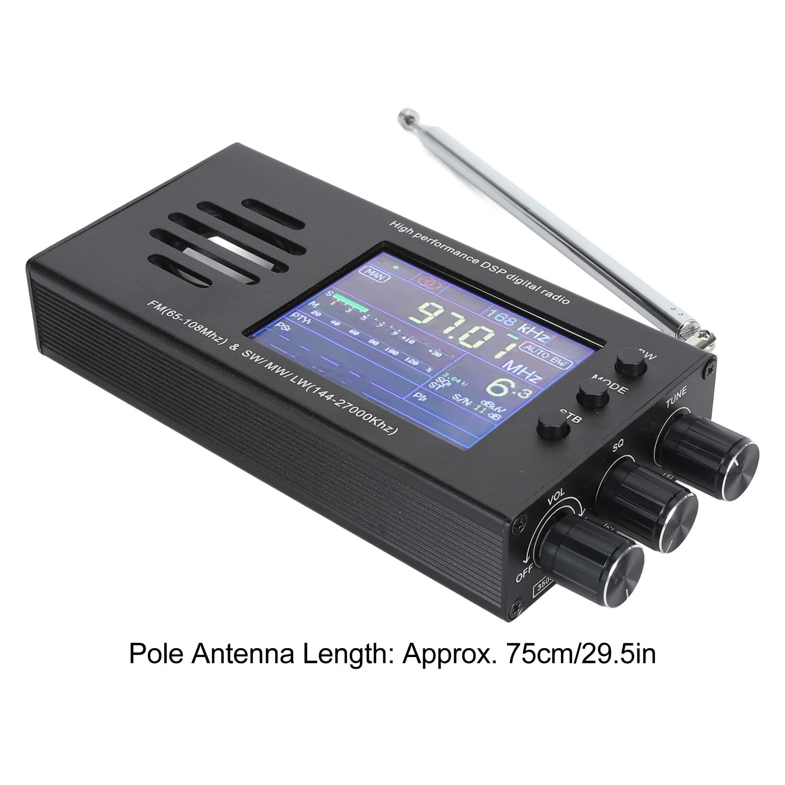 Luocute TEF86 Digital Radio, Profesjonalny 65–108 MHz FM 144–27000KHZ SW MW LW Radio Radio z 3,2 -calowym Wyświetlaczem LCD, Wbudowany Głośnik