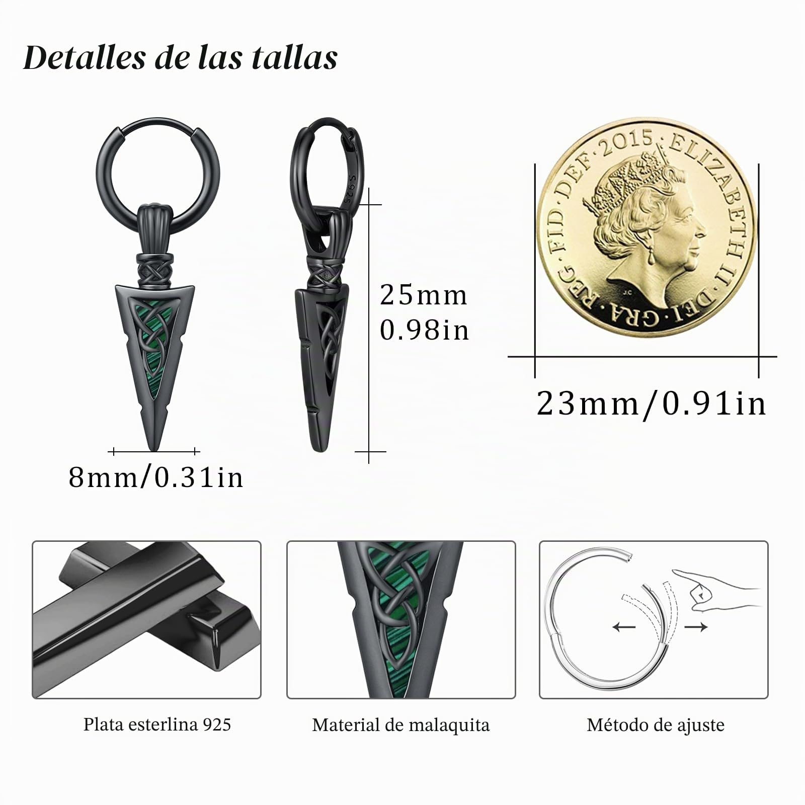 REDSUN Pendientes de aro vikingos con punta de flecha de plata de ley 925, pendientes ViKing Huggie, gota celta, joyería nórdica para hombre, mujer, unisex, regalo para hijo
