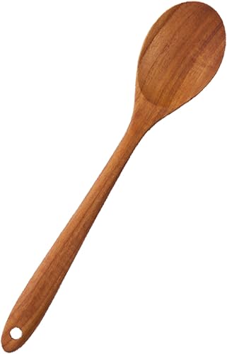 Teak&Treat Cuchara de madera para cocinar, mezclar, servir  Utensilios de cocina multiusos de buen agarre de 13.5 pulgadas  Utensilios de teca