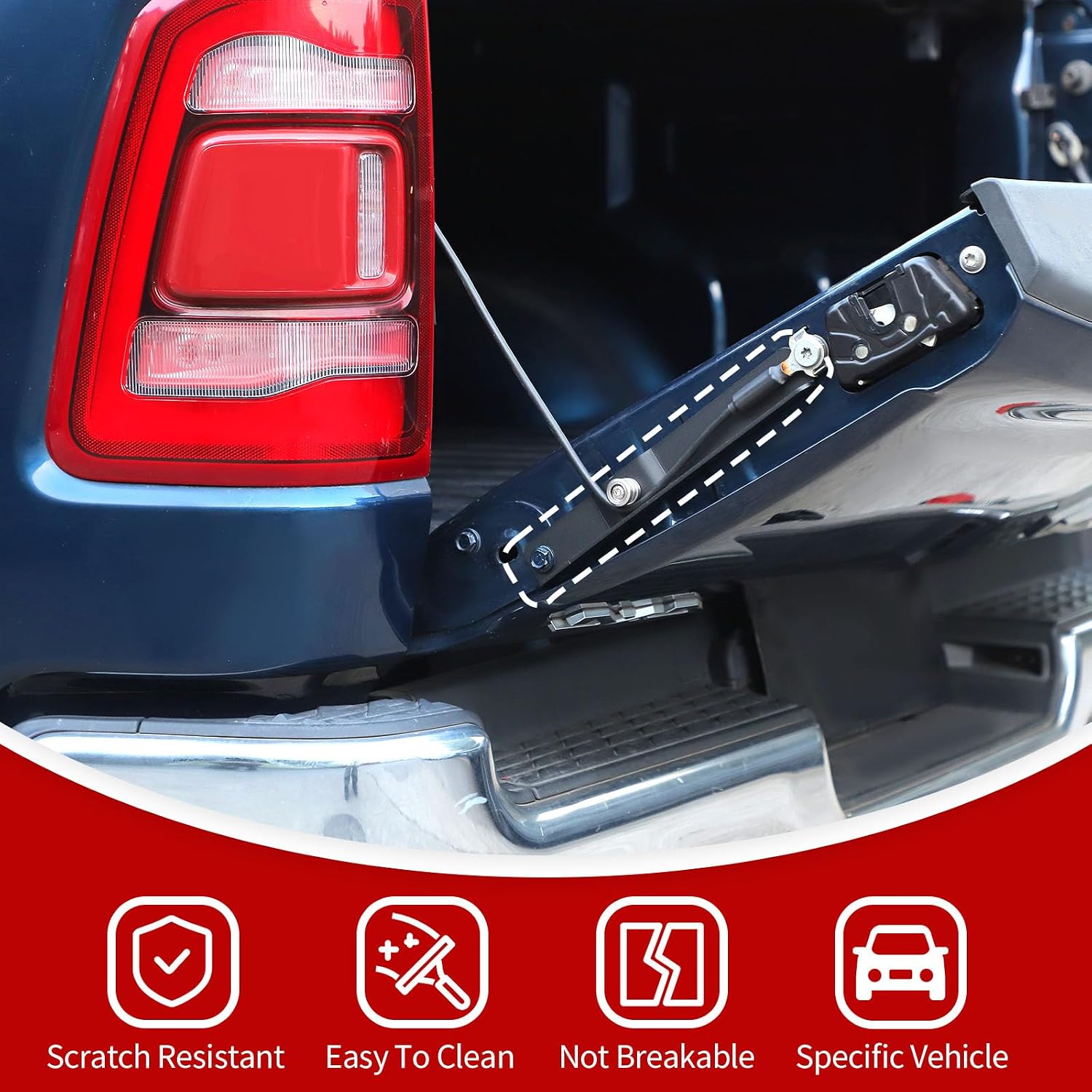 JeCar Tailgate Stopper Limiter Tailgate Assist Accessories Compatible with Dodge Ram 2018-2024