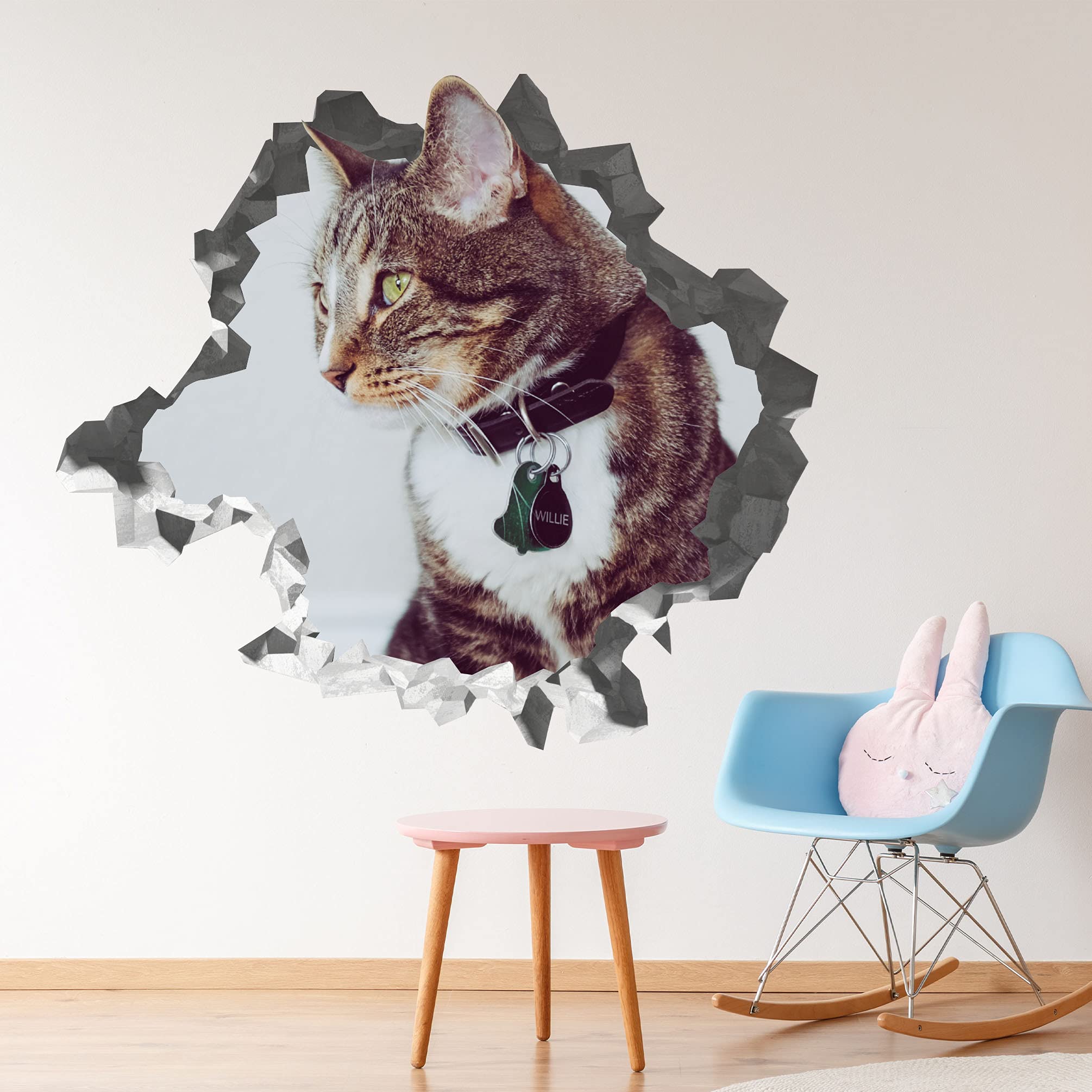Pegatina Gatito Lindo - Calcomania Animales - Decoración de Cuartos de Bebé - Sticker de Gatitos - Decoración Infantil - JS399 (Gigante: 127 cm x 117 cm)