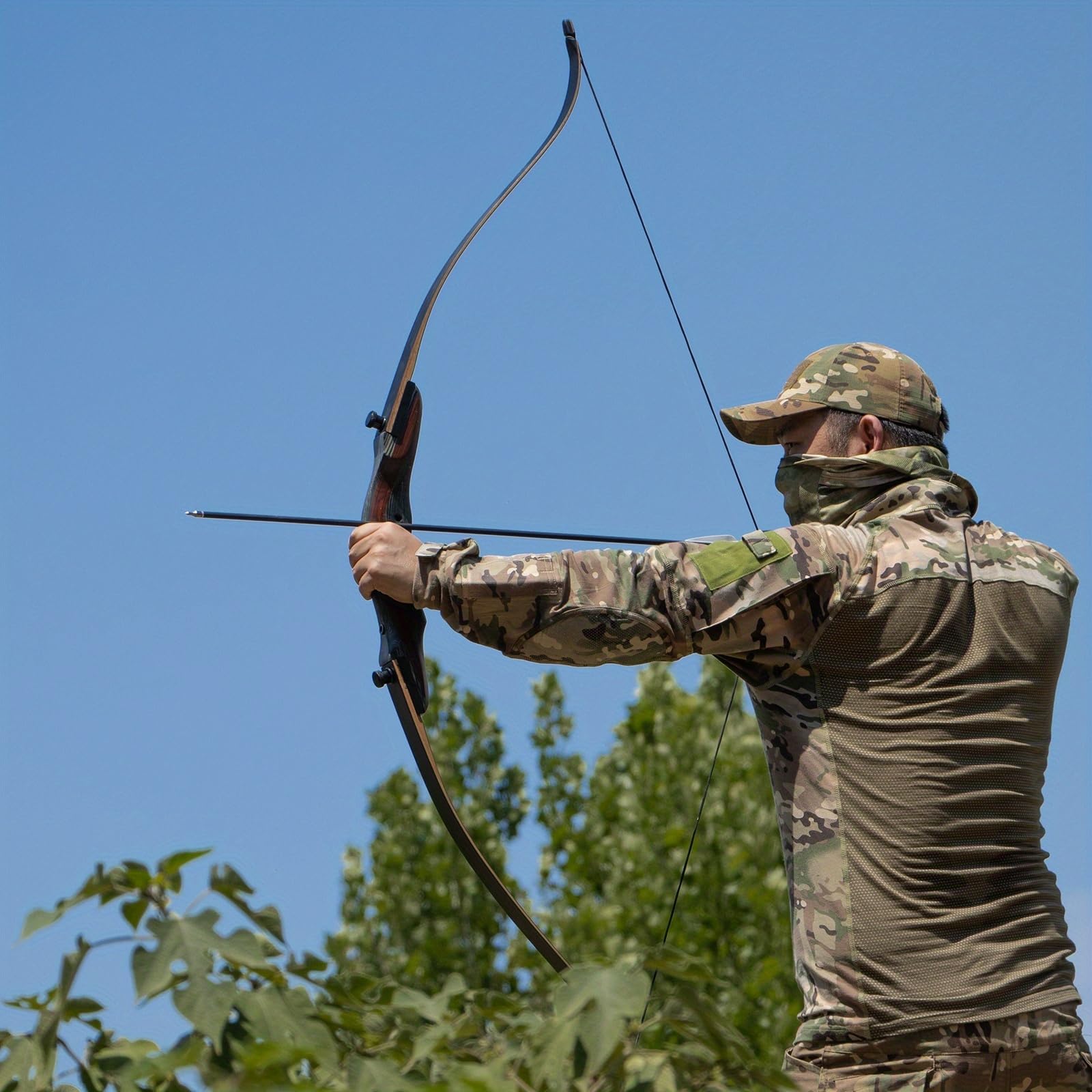 62-Zoll-Wettkampf-Recurvebogen für Outdoor-Bogenschießen, 40-50 lbs Zuggewicht, Rechtshänder, ideal für Jagd und Turniere