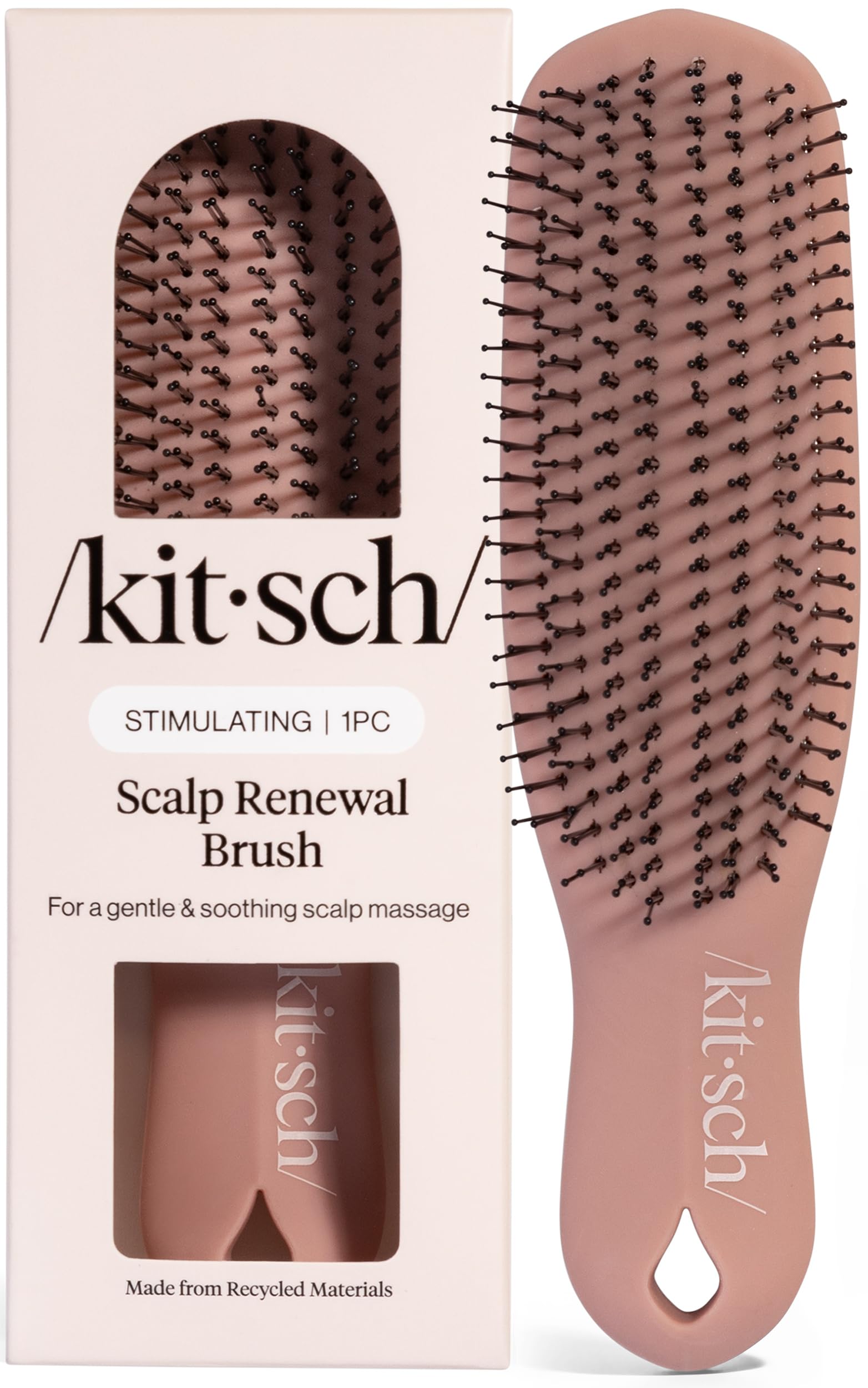 Kitsch 두피 리뉴얼 브러시 - 모발 성장을 위한 각질 제거 및 두피 마사지기, 축적을 제거하는 부드러운 헤드 마사지 브러시, 혈액 순환 촉진 및 모발 세척을 위한 편안한 헤드 스크러버 - 테라코타