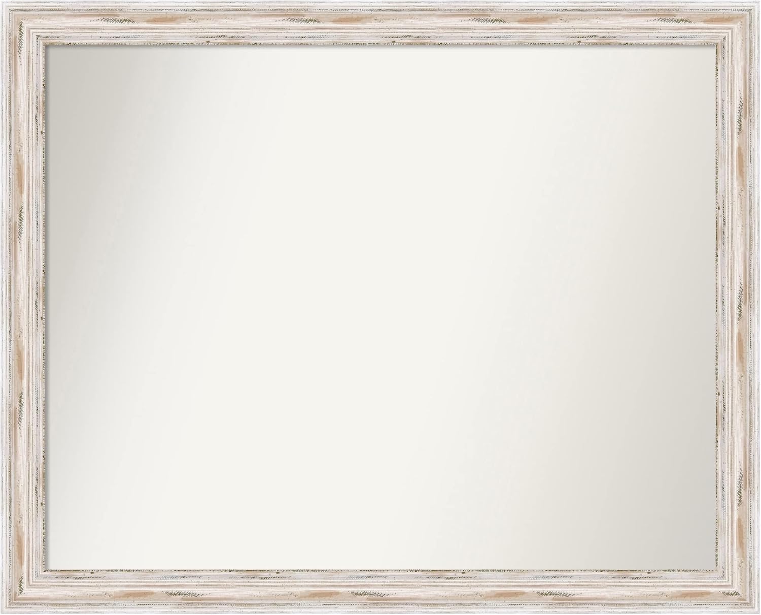 Amanti Art White Wall Mirror 25x31 Alexandria White Wash Narrow Rectangle Bathroom Mirror for Wall Decor Living Room, Large Cottage Wood Frame, Hangs Horizonally and Vertically, Bathroom Decor,