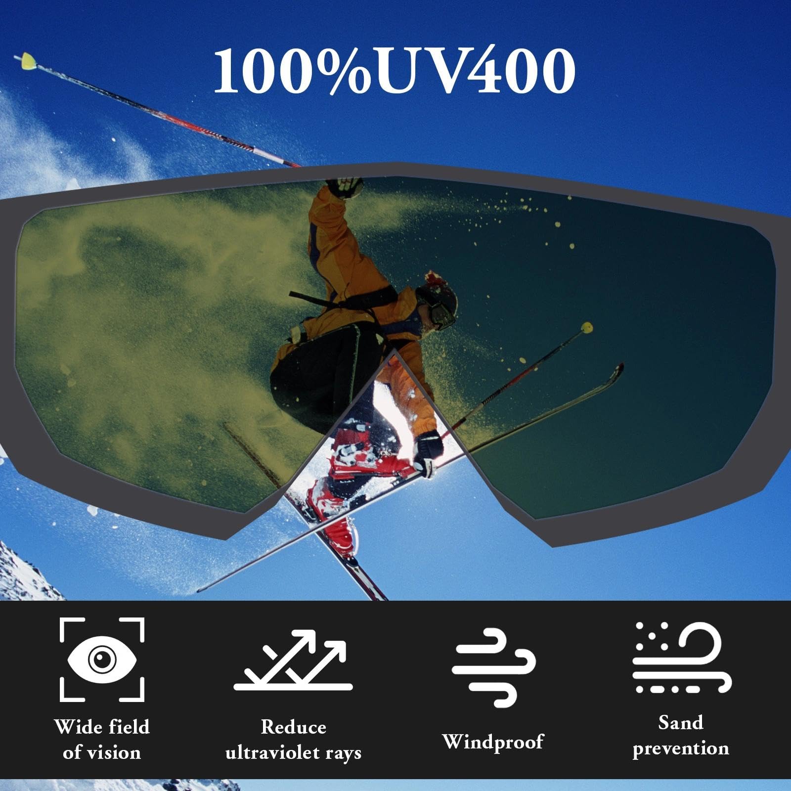 Maschera Motocross Occhiali da Sci Occhiali da Moto Antipolvere Maschere Snowboard Ski Goggles Mascherina Motocross per ATV, Casco Compatibile