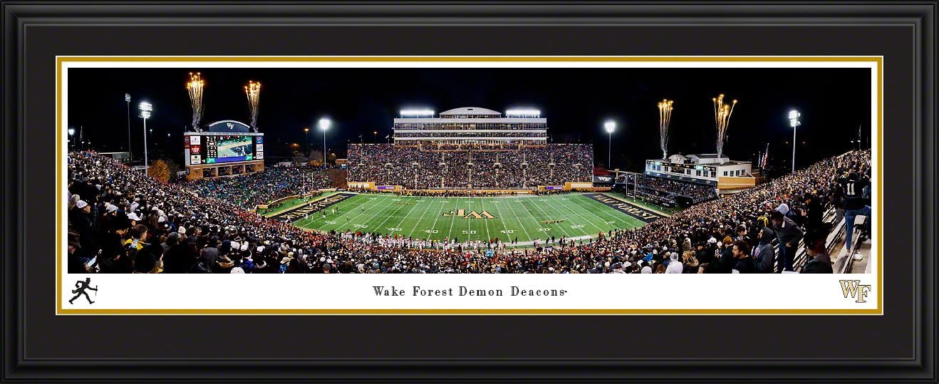 Wake Forest Football - 44x18-inch Double Mat, Deluxe Framed Picture by Blakeway Panoramas