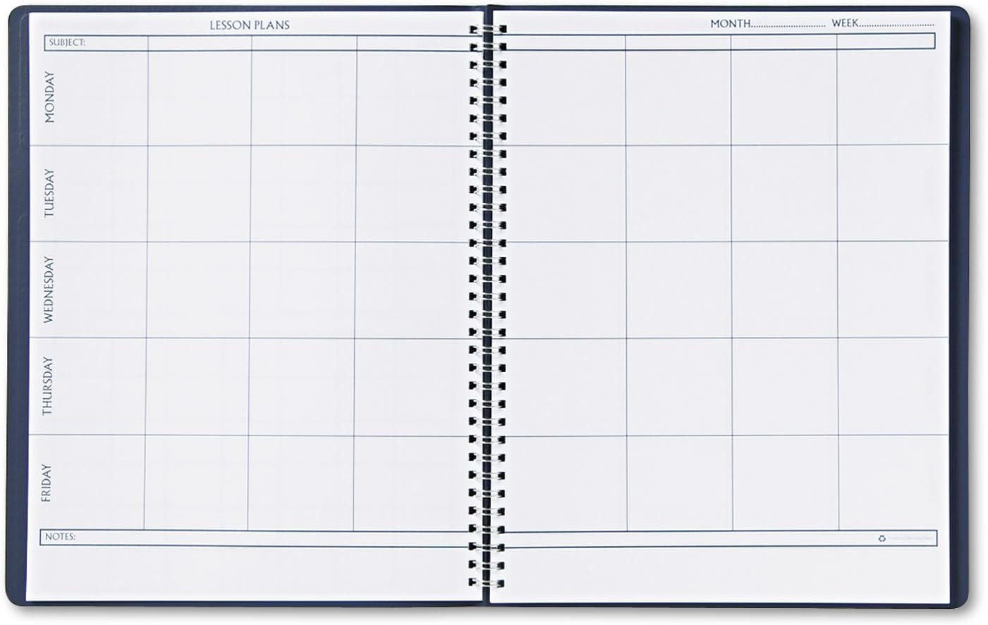 51007 Lesson Plan Book, Embossed Leather-Like Cover, 11 x 8-1/2, Blue