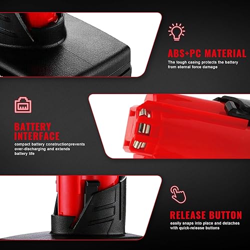 Miniatura 3 de Paquete de 2 baterías de repuesto de iones de litio M-12 de 6Ah para Milwaukee M-12 compatibles con batería Milwaukee de 12 V 48-11-2460 48-11-2412