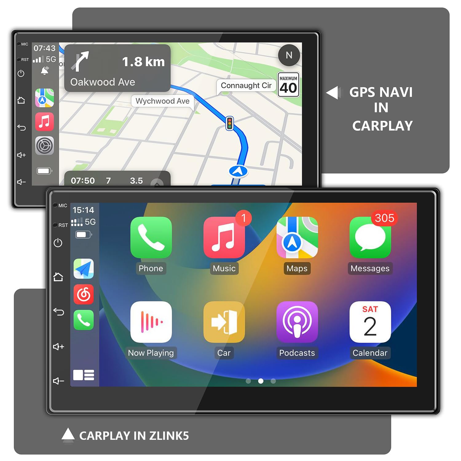 ANKEWAY Nuovo 7 Pollici [2G+32G] Android Autoradio 2 DIN con CarPlay+Android Auto+WiFi+Bluetooth+RDS/FM+GPS Nav+Backup Cam+Doppia USB+Mic, 1080P HD Touch Screen Sistema Multimediale per Auto