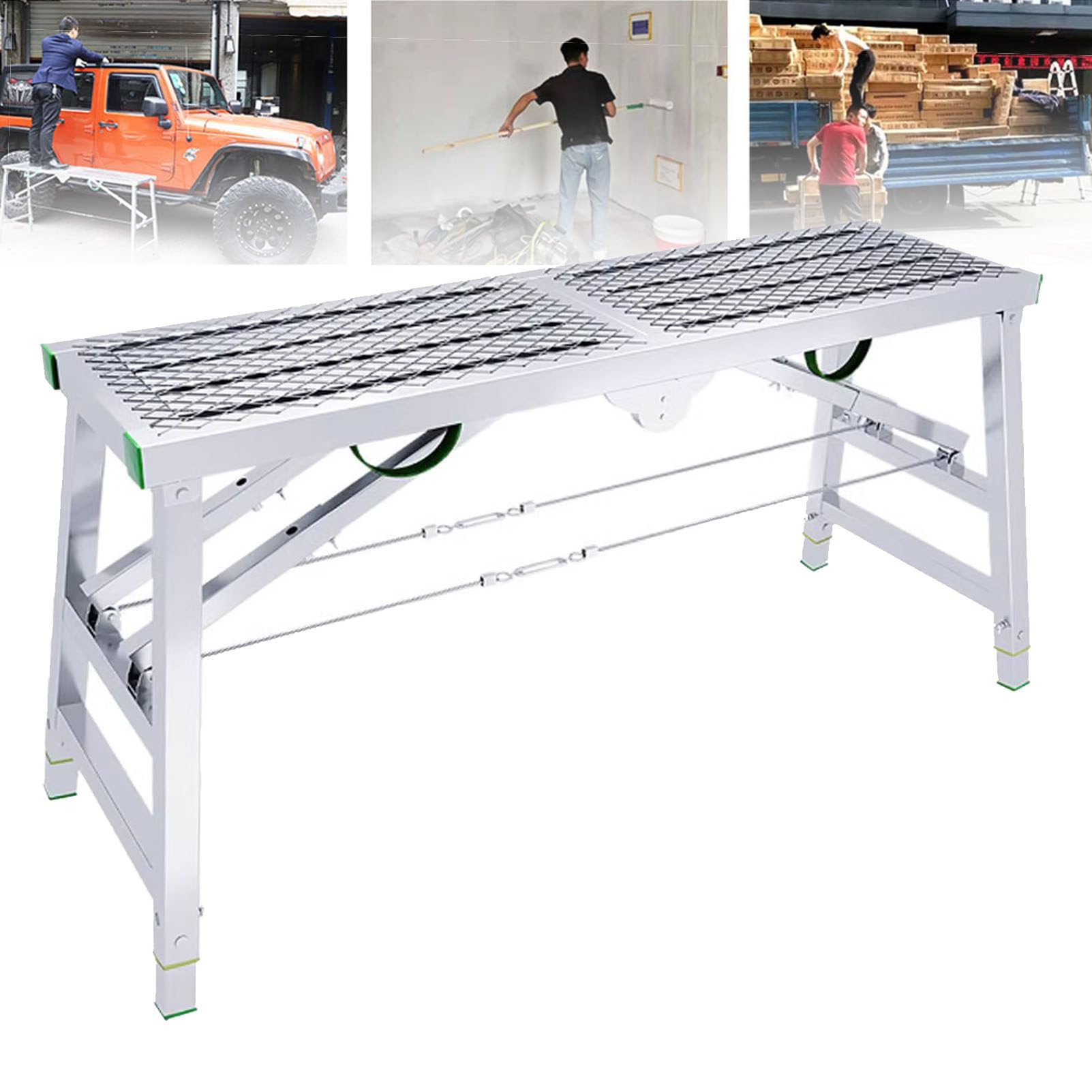 DUANHOZ Work Platform Scaffolding Equipment, Portable Folding Scaffolding, Scaffold Tower Ladder Stool Work Bench (B 160cm)
