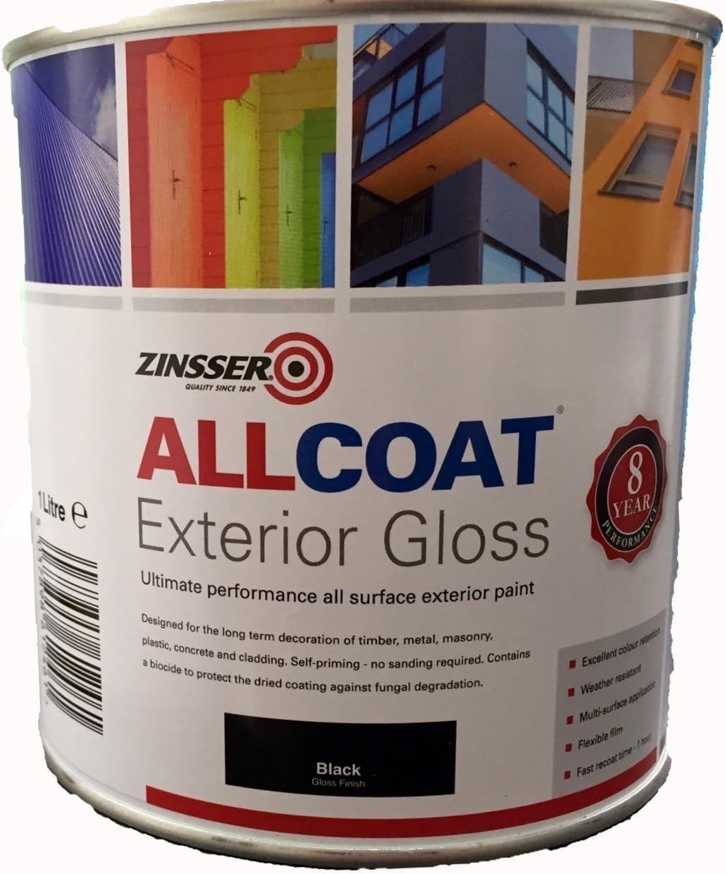 Zinsser Allcoat Exterior WB (Gloss Finish) Ready Mixed Colours 1 litre