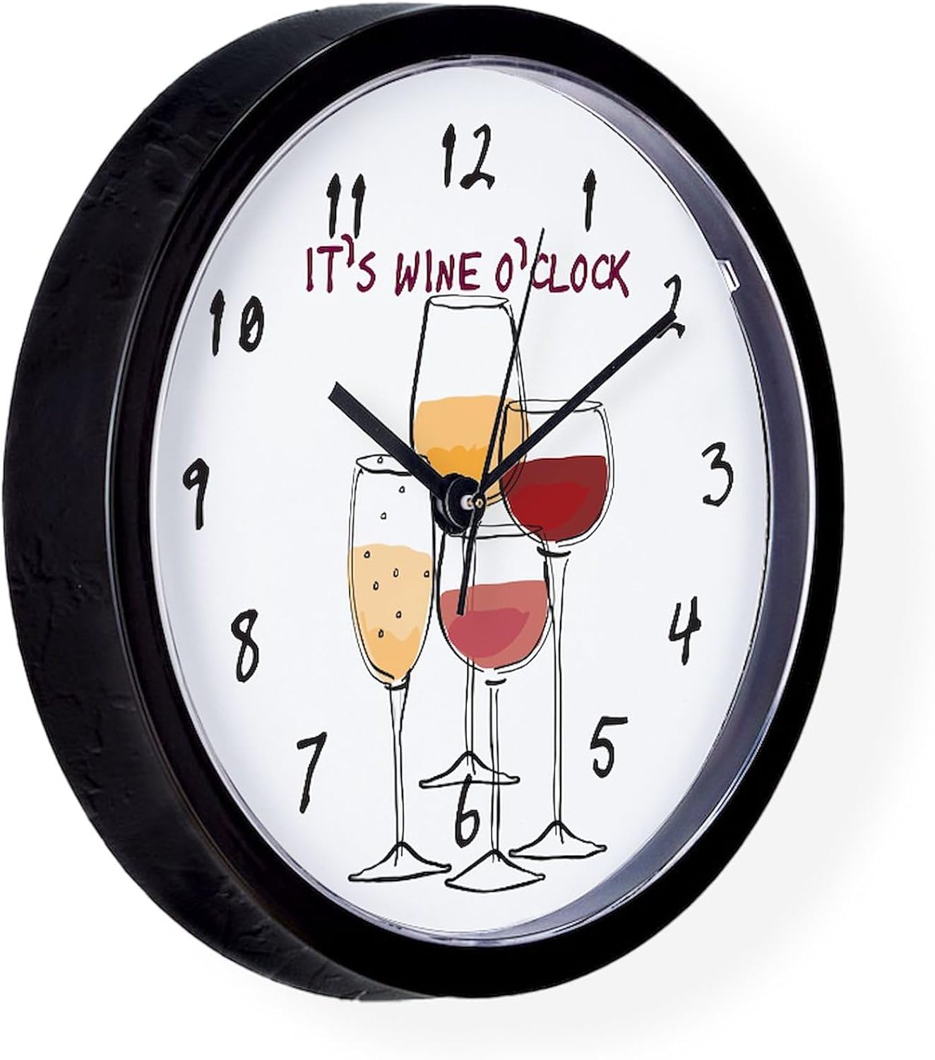 CafePress It's Wine O'clock 10" Wall Clock for Livingroom, Kitchen, or Office