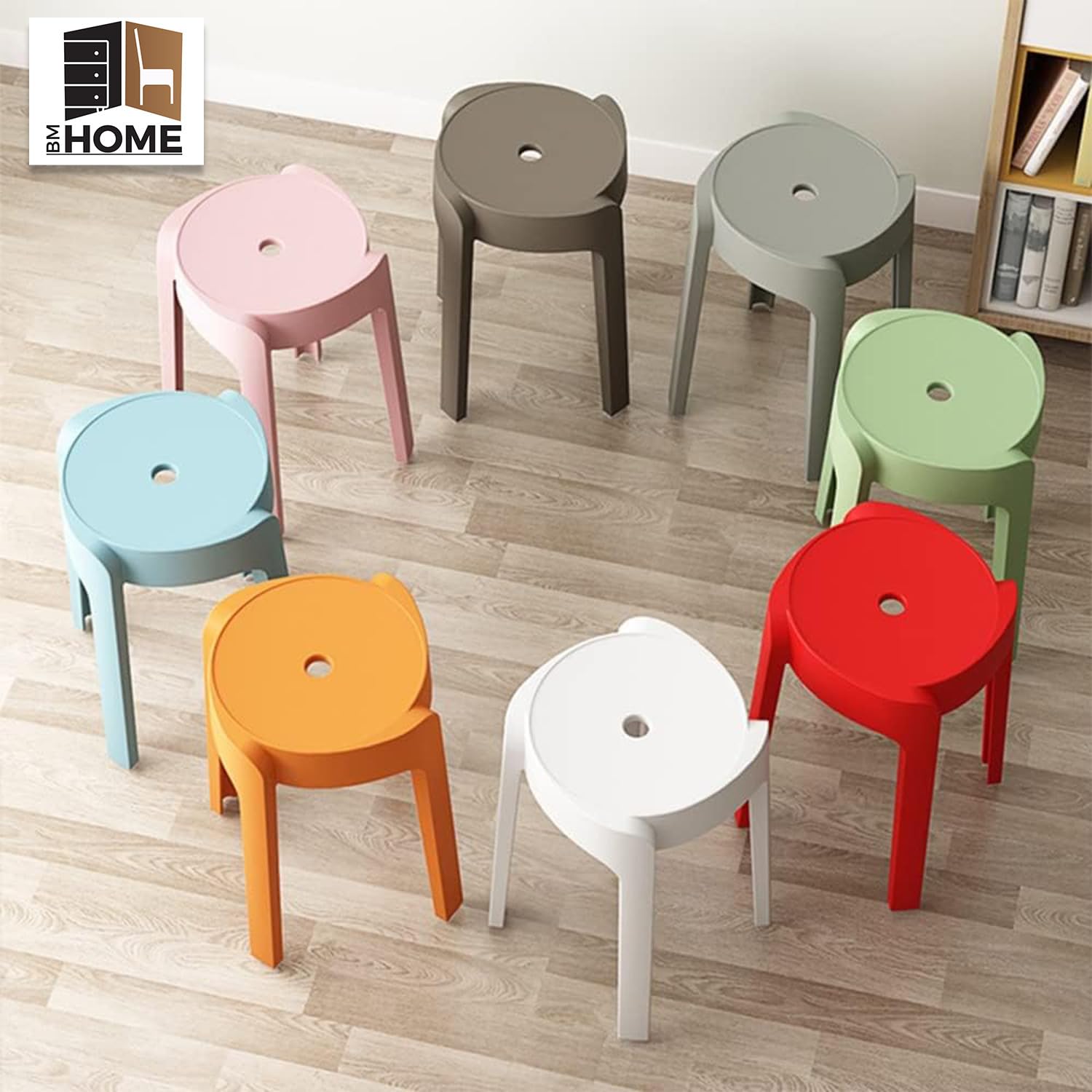 Tabourets Gigognes Empilables BM Home Tab-Rose Plastique Léger Maison Cuisine Jardin