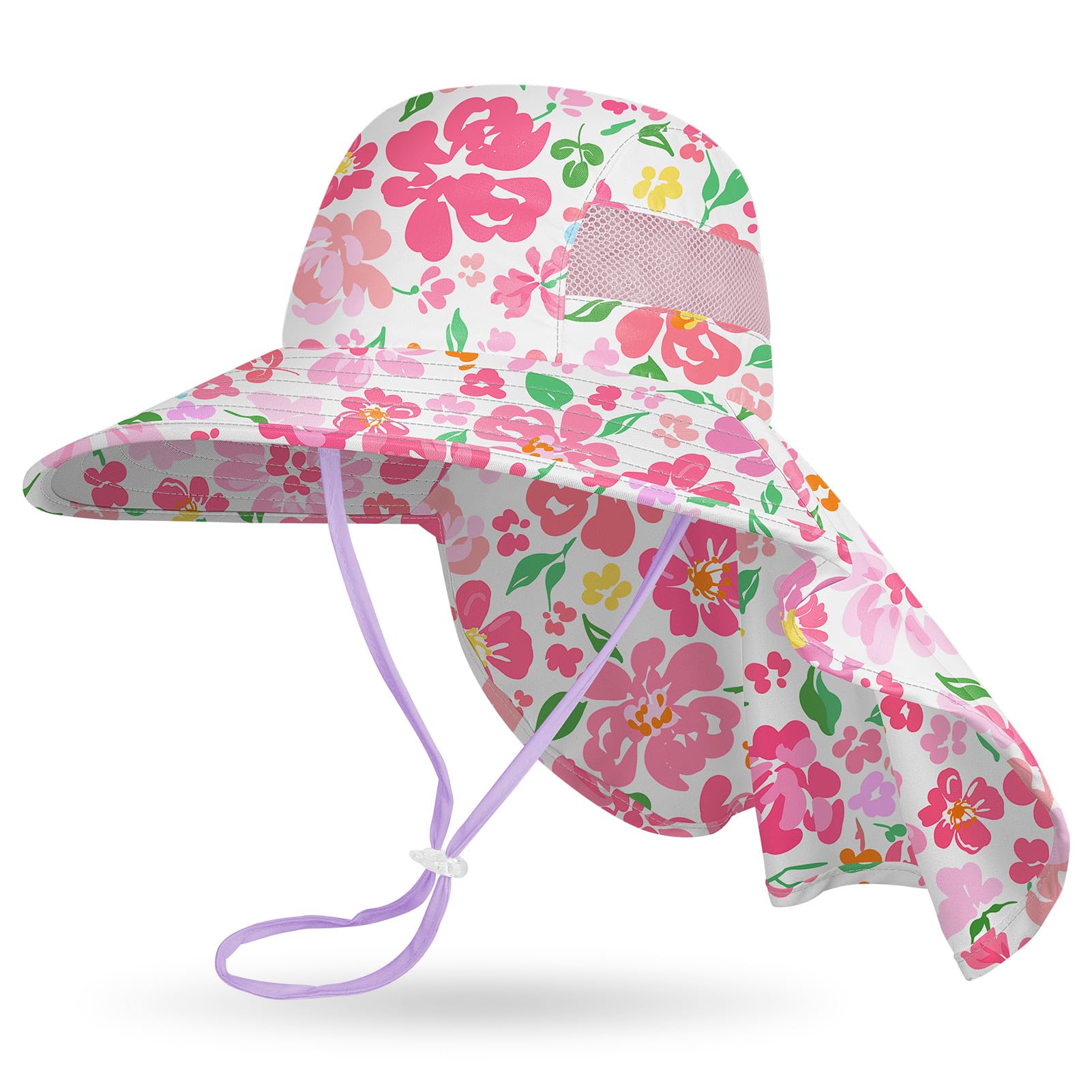 MHJY Kids Sun Hat Girls UV Protection Summer Hats Adjustable Beach Cap Unicorn Bucket Hats with Wide Brim Neck Flap for Toddlers 2-9 Years — view 17