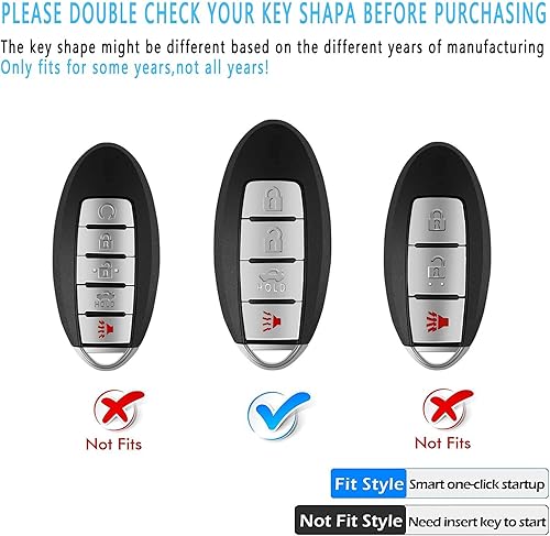 Miniatura 2 de Tukellen Funda de cuero para llavero Nissan con llavero compatible con Nissan Altima Maxima Murano Rogue Sentra 370z Pathfinder Infinity, funda de