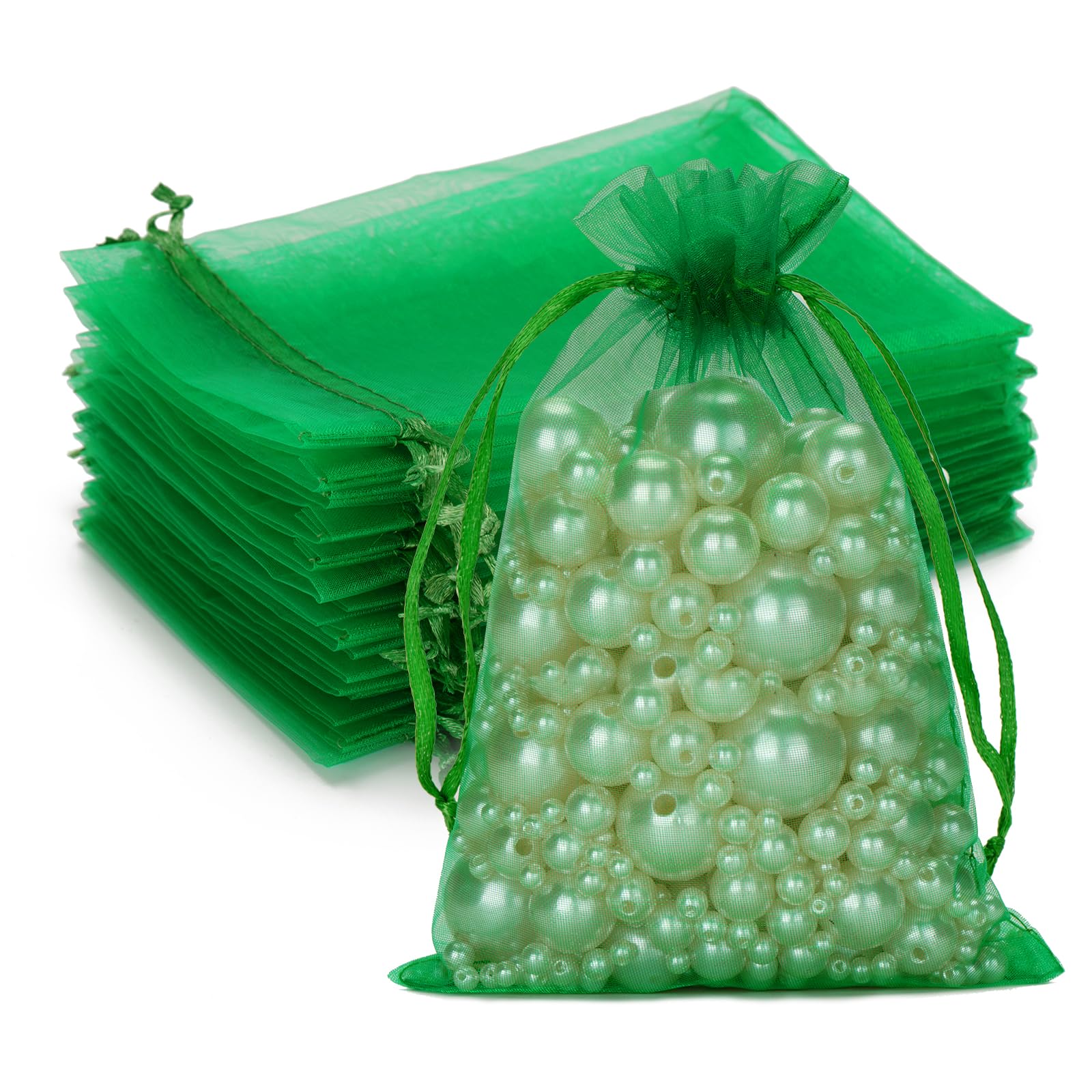 G2PLUS 100 Stück Organzasäckchen, Geschenk Organzabeutel, Hochzeit Organza-Beutelchen mit Kordelzug Sie als Hochzeit Bonbonsbeutel, Schmuckbeutel, Geschenkbeutel