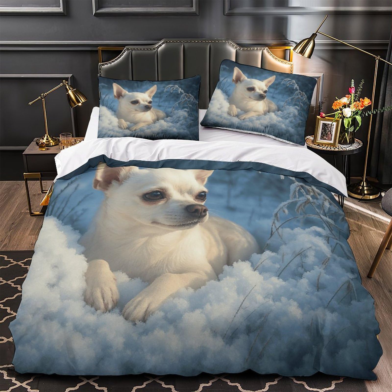 Housse de Couette Chiot Chihuahua Cadeau Idéal d'Anniversaire Garçon Lit Simple
