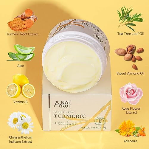 Miniatura 7 de ANAI RUI Hidratante facial, crema facial de cúrcuma con vitamina C para hidratar, reafirmar y tensar la piel, crema de vitamina C de cúrcuma para