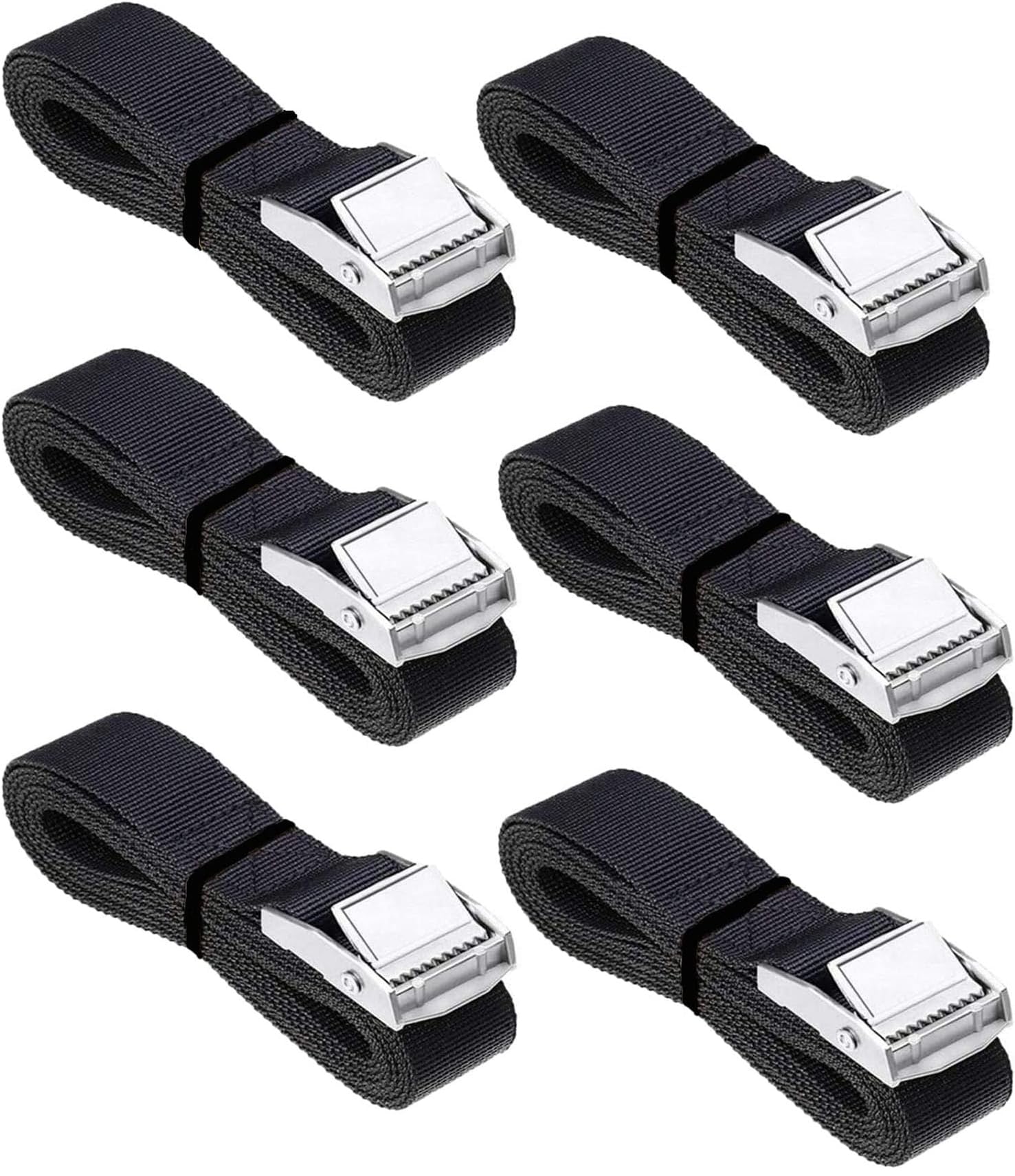 Cleantt6Pack 12ft Lashing Straps Tie Down Straps Heavy Dust Cargo Tie Down Nylon Straps with Zinc Alloy Lock(Black,3.5m x 25mm)
