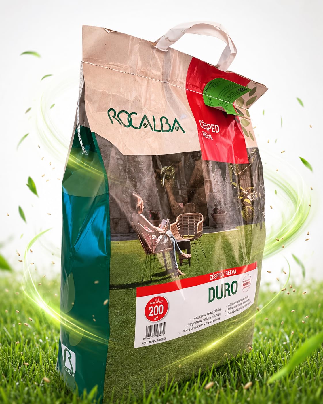 Semillas De Césped Con Kikuyu Duro Saco 5 kg – Resistente Pisoteo, Sequía y Agua Salina, Bajo Mantenimiento, Zonas Secas, Suelos Difíciles y Jardín Mediterráneo, Cobertura Hasta 200 m² | Nexum Market