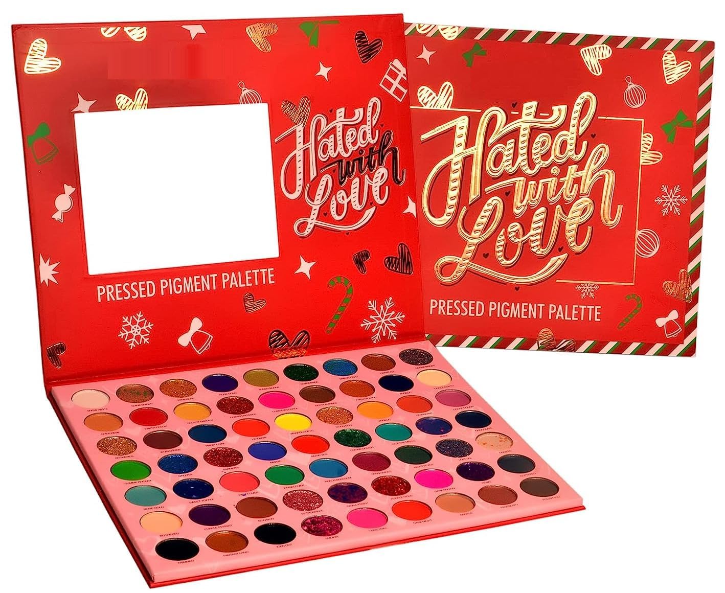 Rsentera Hated with Love Pressed Pigment Palette, 63 Colors, Christmas Holiday Theme, Matte and Shimmer Eyeshadow-image-8