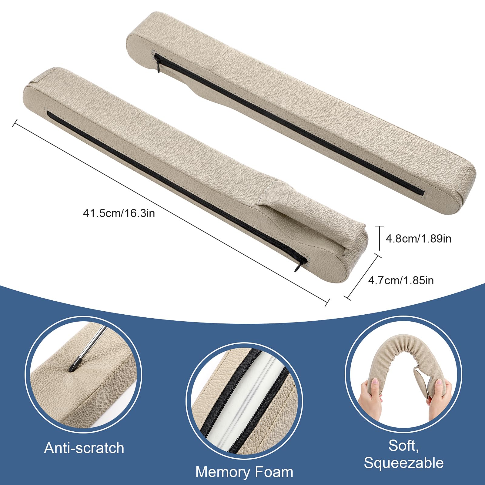 Grathia 2 Pack Leather Seat Gap Filler Universal for Car SUV Truck Fit Organizer Fill The Gap Between Seat and Console Stop Things from Dropping fit to Seat Gaps from 1.1" to 1.5" Width