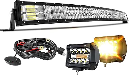 Miniatura 10 de ASLONG 2 barras de luz LED de 7 pulgadas y 36 W, estroboscópica intermitente blancaámbar con seis modos de luz de conducción combinada de inundación