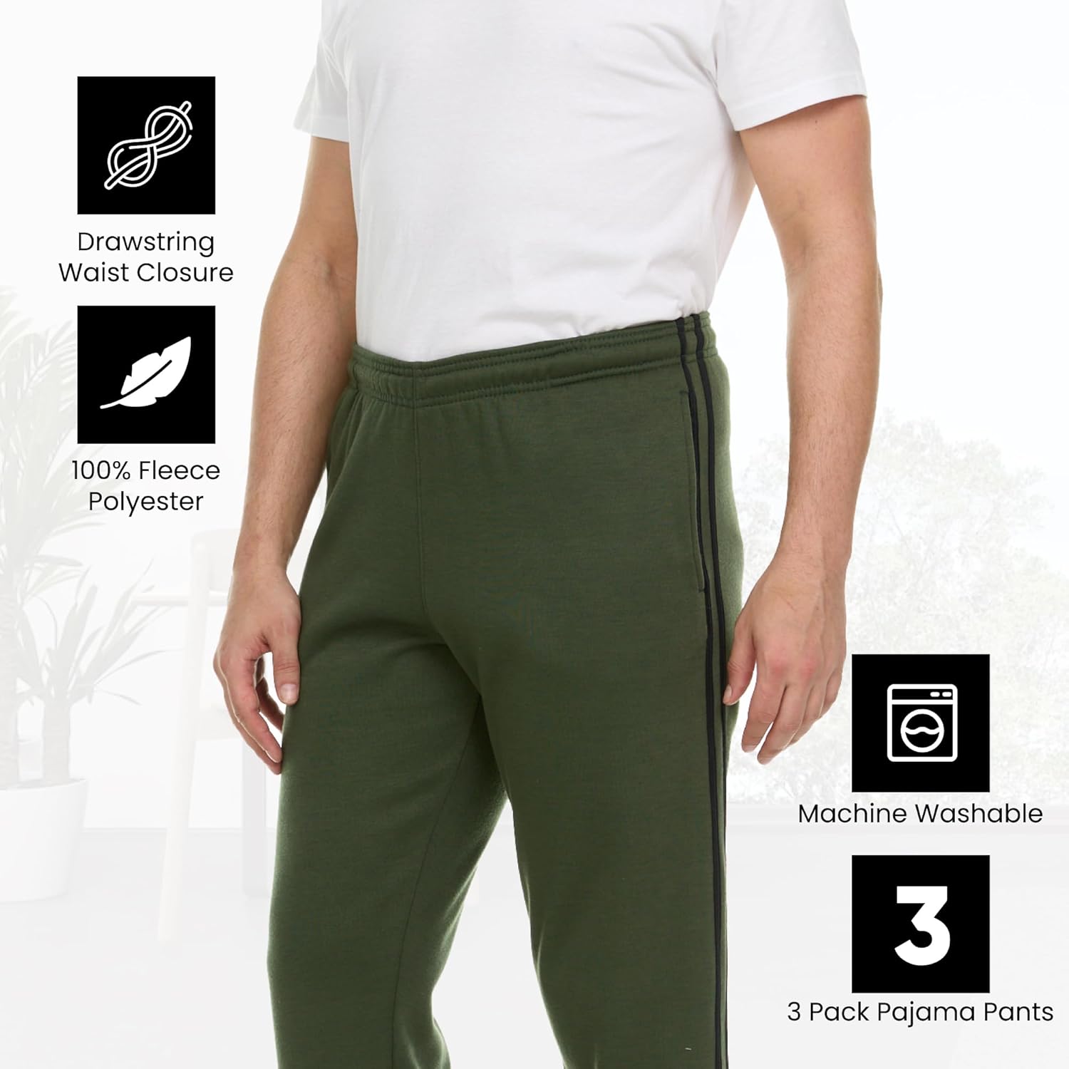 Essential Elements 3 Pack: Men's Tech Fleece Ultra-Soft Warm Jogger Athletic Sweatpants with Pockets - Image 4