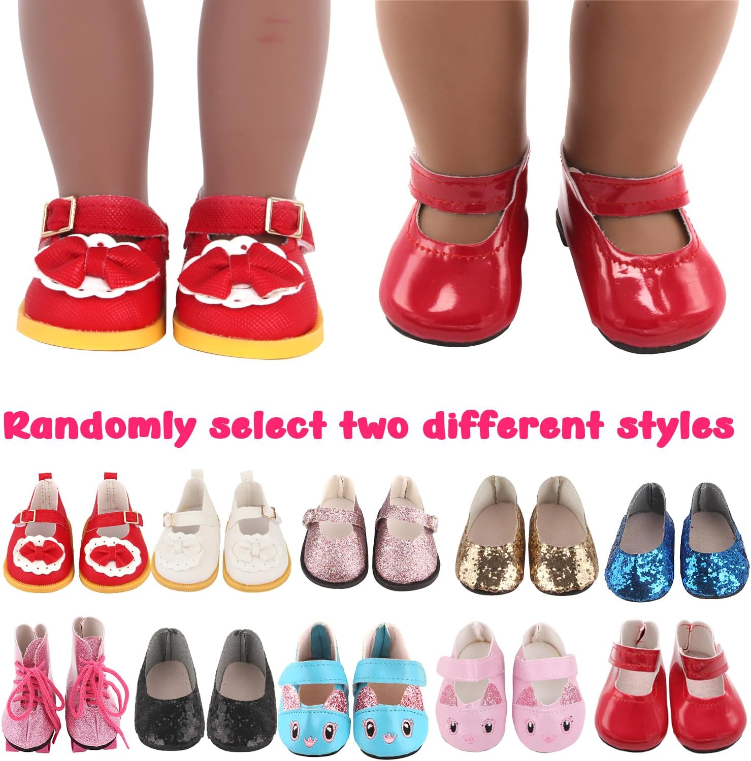 14 Pcs 18 Inch Doll Accessories,5 Sets Clothes and 2 Pairs of Doll Shoes (Send by Random) for 18 Inch American Doll, Best Birthday Festivals for Kid, Gril -2