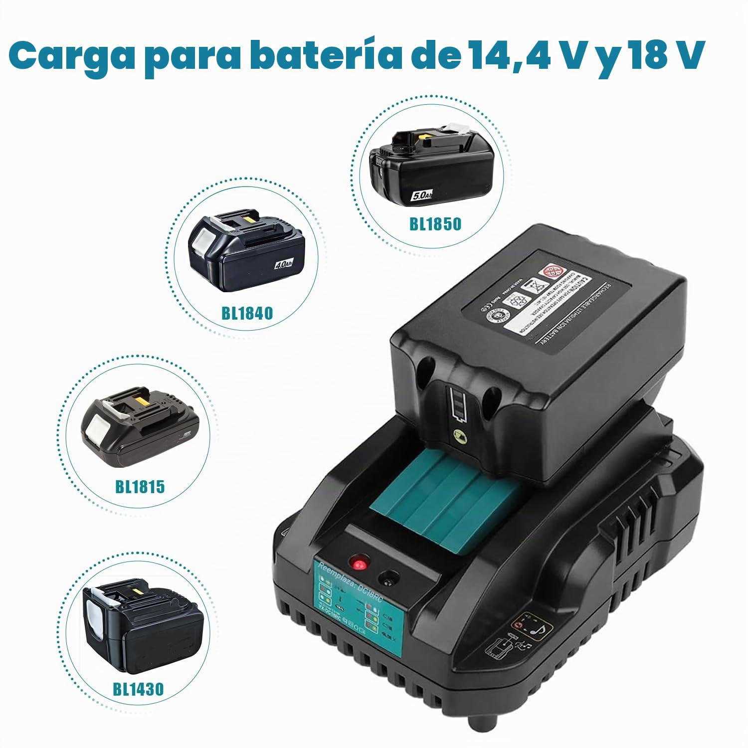 Energup Batería 18V 5.0 Ah con Cargador para Makita Batería 18V BL1850 BL1840 BL1830 BL1820 Compatible con Makita Cargador DC18RA DC18RC DC18RD