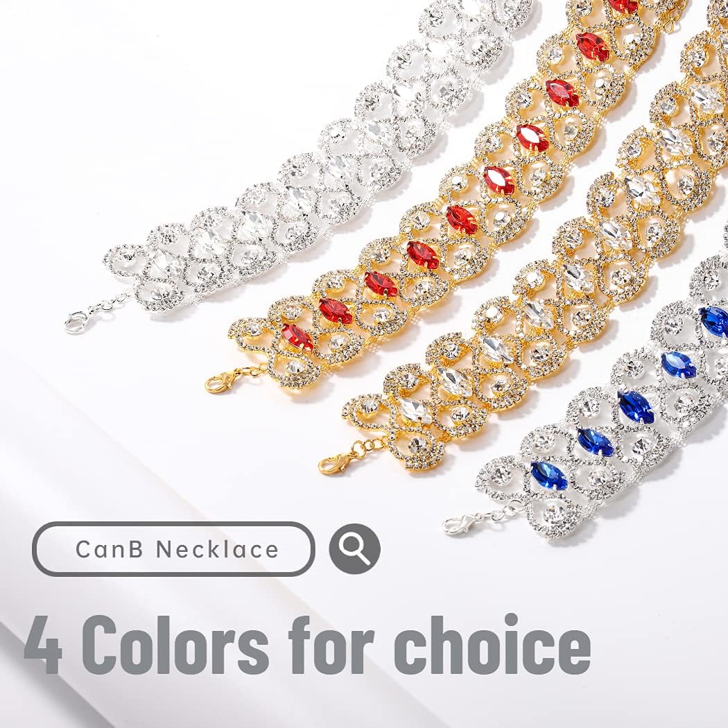 CanB Rhinestone Necklace Choker Adjustable Crystal Collar Wedding Bridal Choker Sparkly Neck Jewerly Accessories for Women and Girls - Image 4