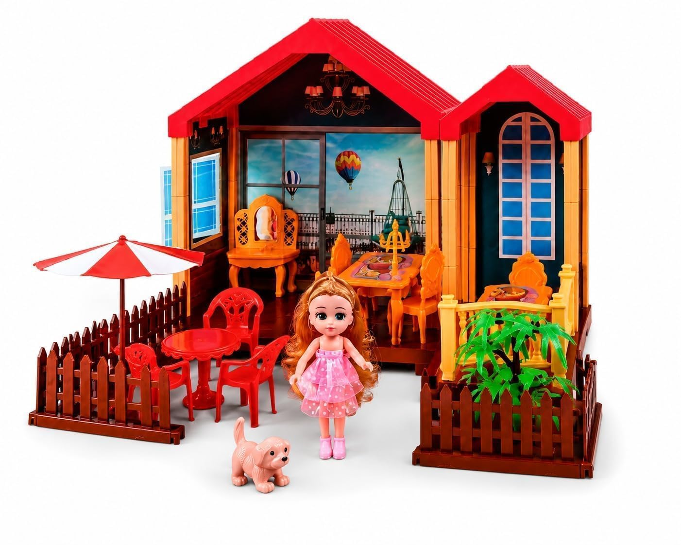 Pink Doll House - 4 Room Castle Playset -21 Pink Doll House - 4 Room Castle Playset -21