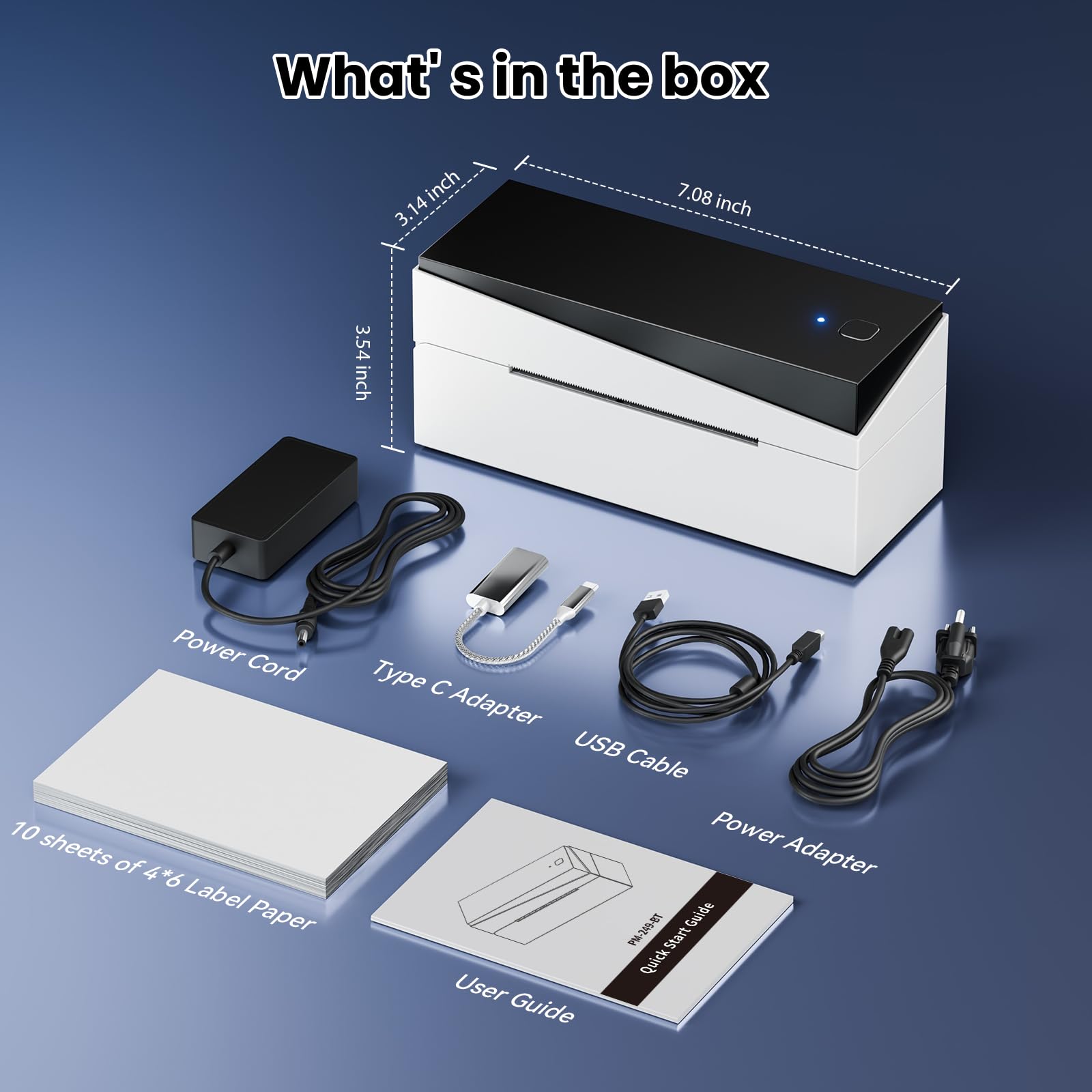 249BT Bluetooth Etikettendrucker DHL,Labeldrucker 4x6,Versandetiketten Drucker,DHL Label Printer Kompatibel mit Amazon, Etsy, Shopify, Royal Mail, DHL, FedEx, etc