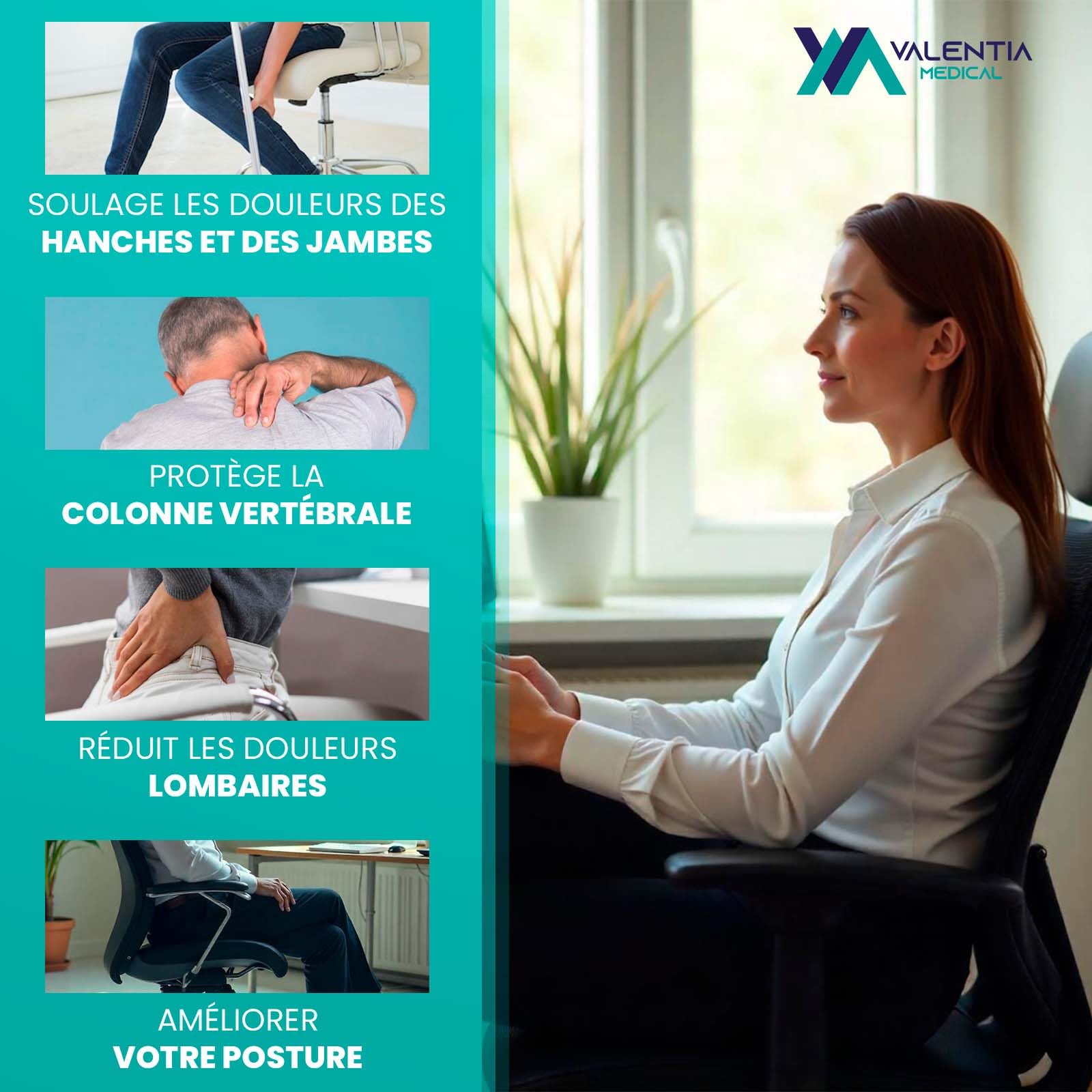 Coussin Anti Escarres Fessier Mousse HR 42x42x8 avec Memoire Forme - 100% Impermeable- Coussin Coccyx Coussin Fauteuil Roulant - Coussin Orthopédique Fessier - Double Housse Lavable