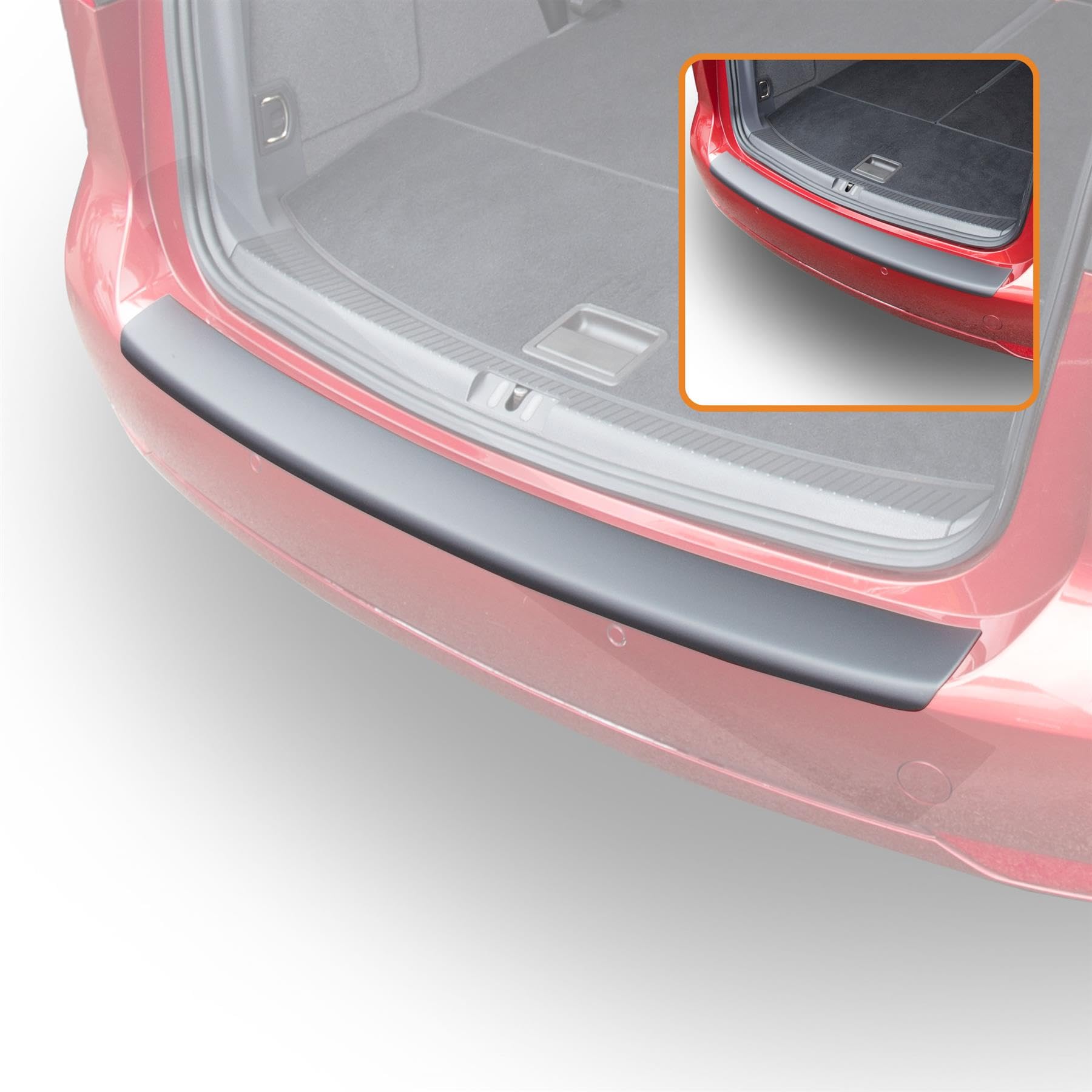 Travall Car Trunk Bumper Protector Compatible with Volkswagen Touran (2010-2015) - Vehicle-Specific Black Smooth Plastic Bumper Protection Against Scuffs and Scratches