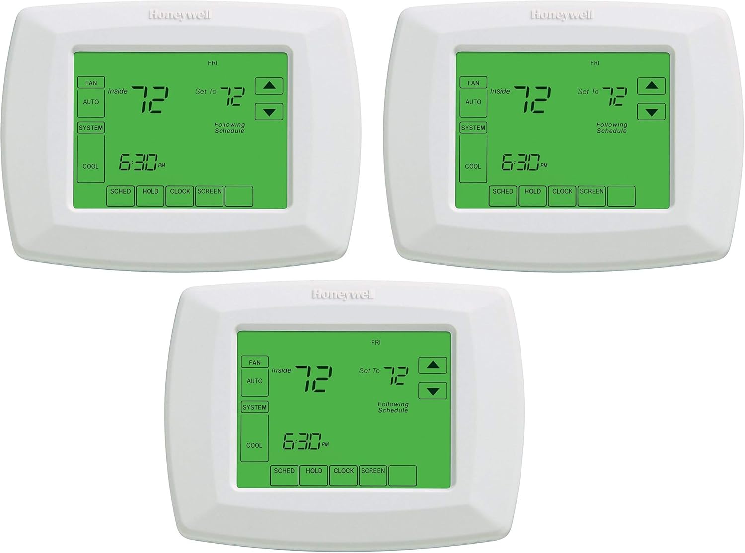 Honeywell RTH8500D 7Day Touchscreen, 3Pack Programmable Thermostat, C