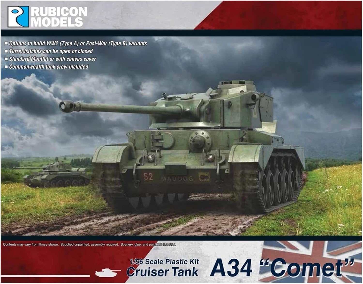 Rubicon Models RB0094 1/56 British Army A34 Comet Plastic Model