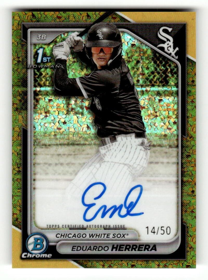 2024 Bowman Chrome Prospect Autograph Gold Mini-Diamond Refractor #CPA-EH Eduardo Herrera RC AUTO 14/50 Chicago White Sox MLB Baseball Trading Card