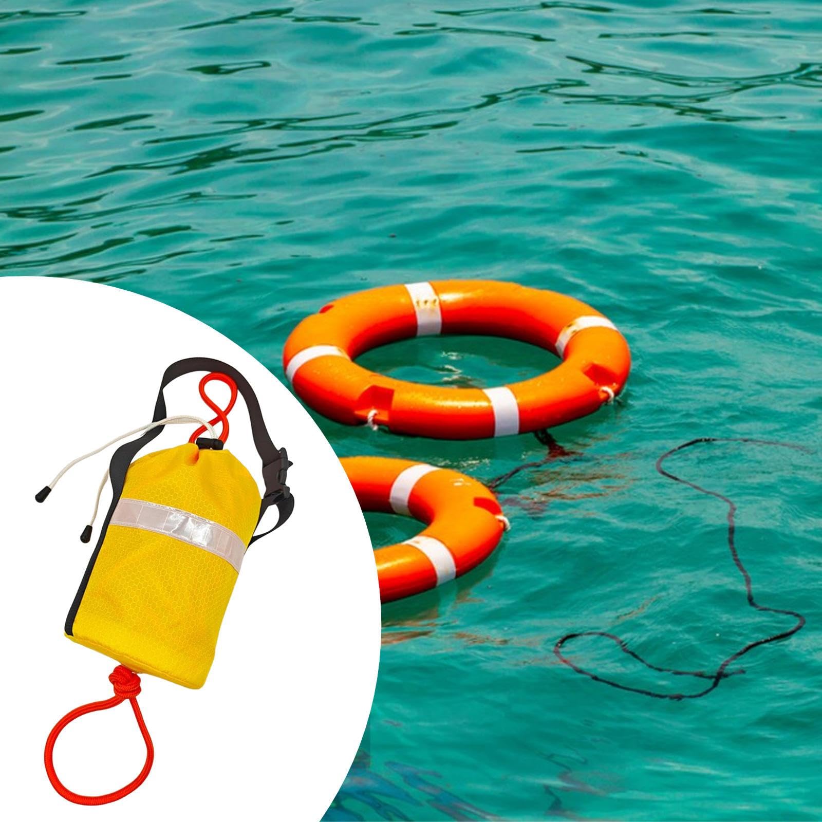 Baoblaze Borsa Porta-Corda da Lancio, Dispositivo lanciabile Leggero e Resistente all'abrasione con Corda Riflettente da 21 m per Canoa, Nautica