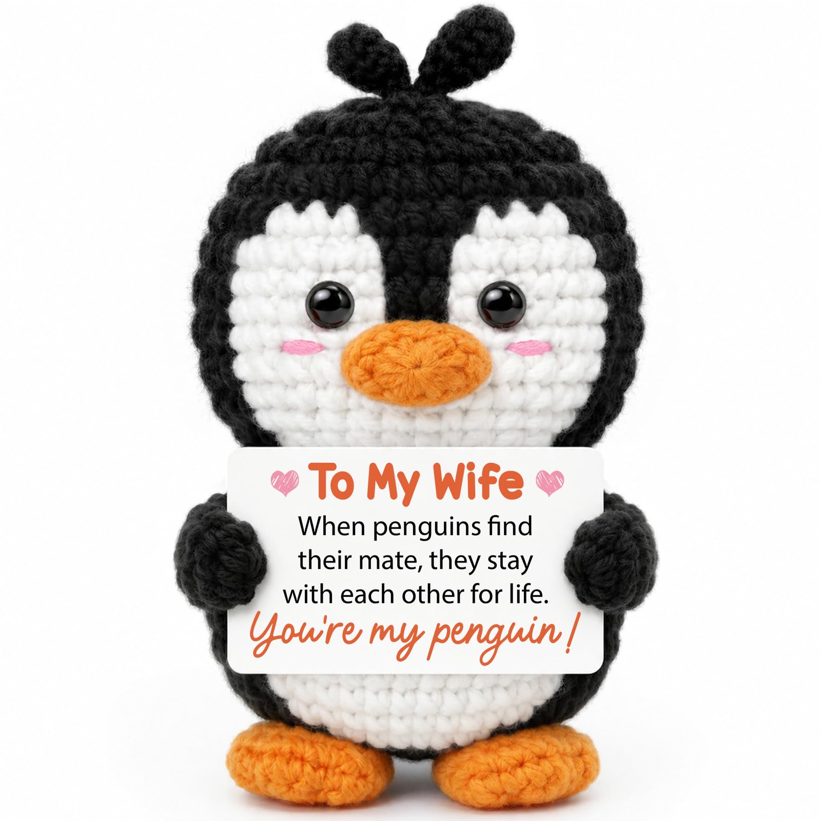 Wife Birthday Gifts - Handmade Positive Penguin Crochet with Card — image 1