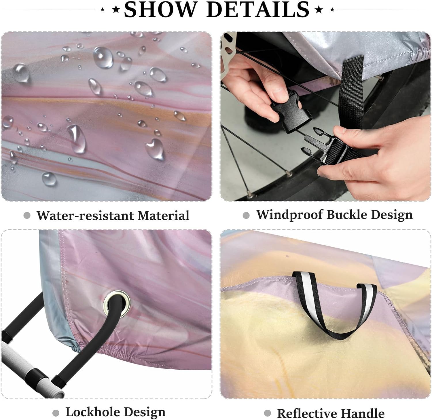 ALAZA Pink & Gold Marble Bike Cover Waterproof Outdoor Ebike Bicycle Covers Tarp Protection for 1/2 Bikes, Sun UV Dust Wind Proof