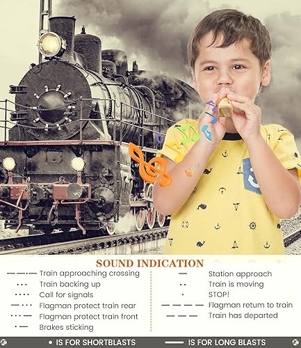 Miniatura 4 de Silbatos de tren de madera (2 piezas) – Silbato de tren de madera maciza para niños, recuerdos de fiesta, accesorio de silbato de madera, concurso o