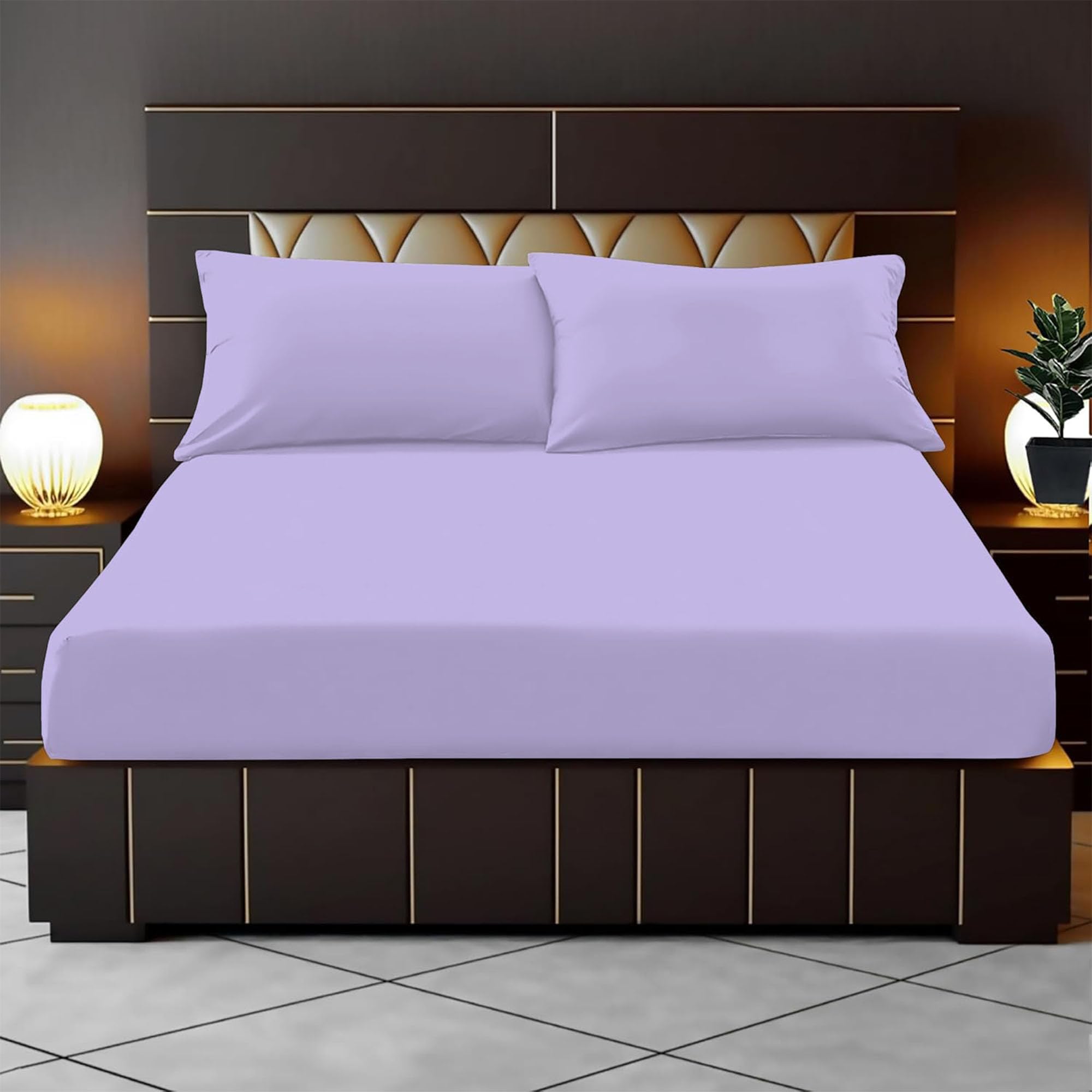 Reliancebedding Lilac Double Fitted Sheet 35Cm Deep Pocket 100% Egyptian Cotton 400Tc
