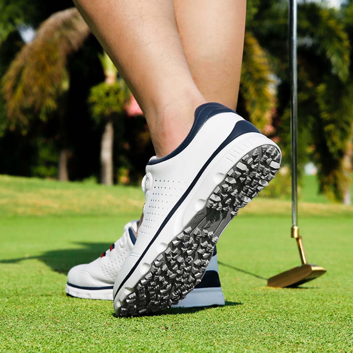 Zapatos de Golf de Cuero sin Clavos Impermeables para Hombre