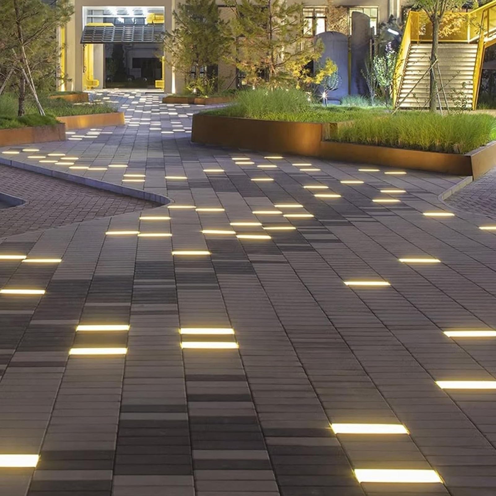 THEGA Luces LED De Paisaje para Suelo - Lámpara Empotrada Rectangular para Exteriores, Foco Empotrable Impermeable IP65, Foco LED De Tira Larga CA 85-265 V, para Terrazas(Red,18W)